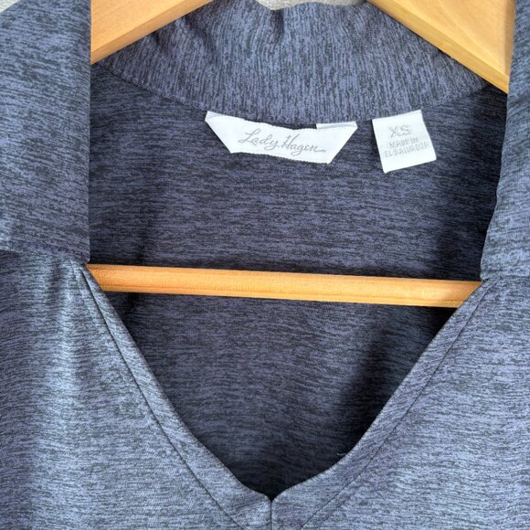 Lady Hagen Womens V Neck Preppy Short Sleeve Polo Top Sz XSmall Blue Tennis Golf - Picture 2 of 7